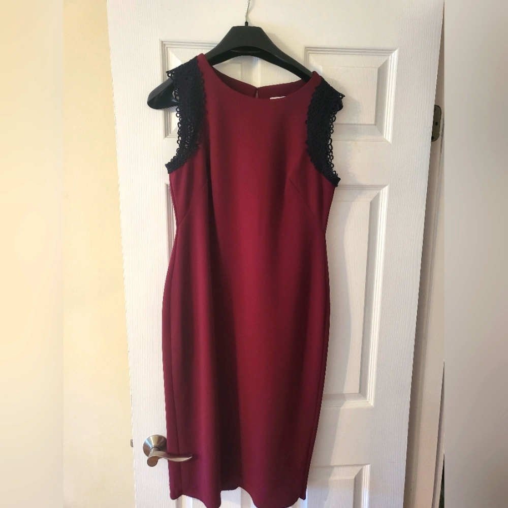 Burgundy Calvin Klein Size 10 Dress